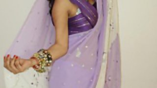kavya in Indian sari gifted by her website member
