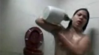 Indian girl caught taking shower naked