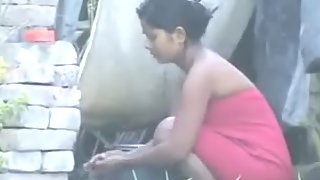 Sexy Indian girl from mumbai taking open air shower